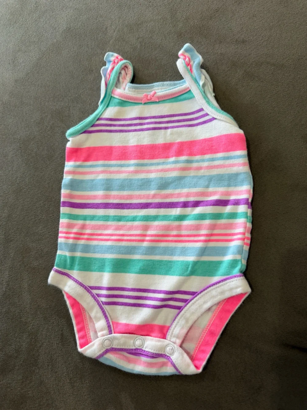 Carters Striped Baby Onesie in Pink, Aqua & Purple